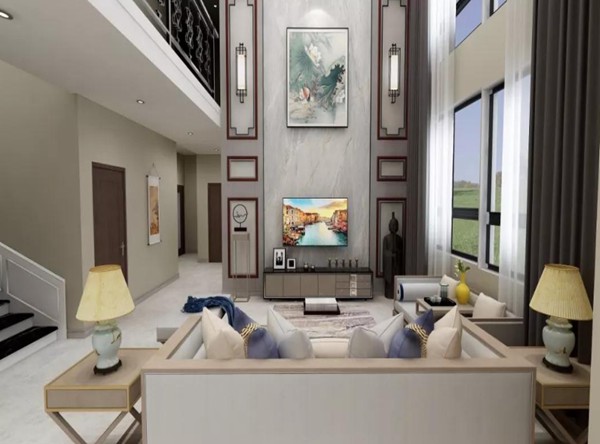 368平米氣派輕鋼別墅,很有面子,十里八親都來參觀(圖3) 輕鋼別墅客廳